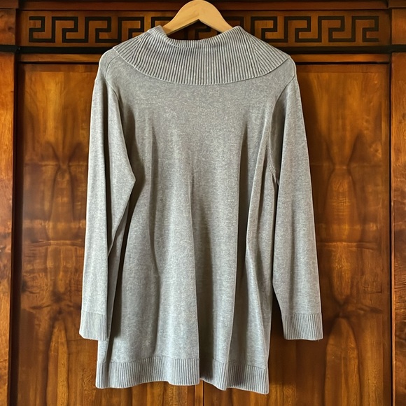 Jeanne Pierre Gray 100% Cotton Tunic gray Sweater Cowl Neck Long Sleeve Size 1X - Picture 3 of 15